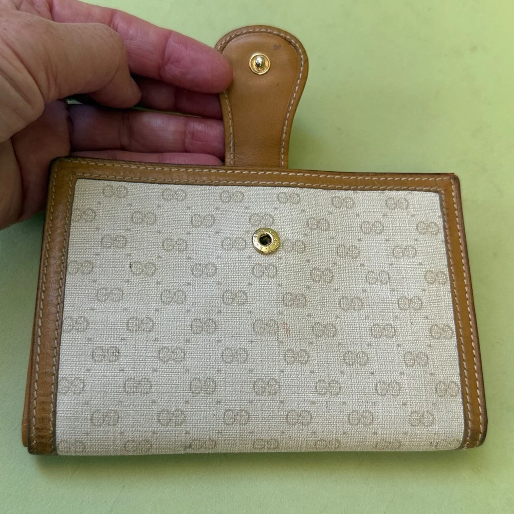 Vintage cream/orange Gucci coated canvas/leather wallet - Picture 3 of 15